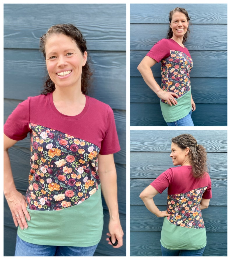 Adult Mix Tape Tee Colorblocked T-shirt PDF Sewing Pattern - Etsy