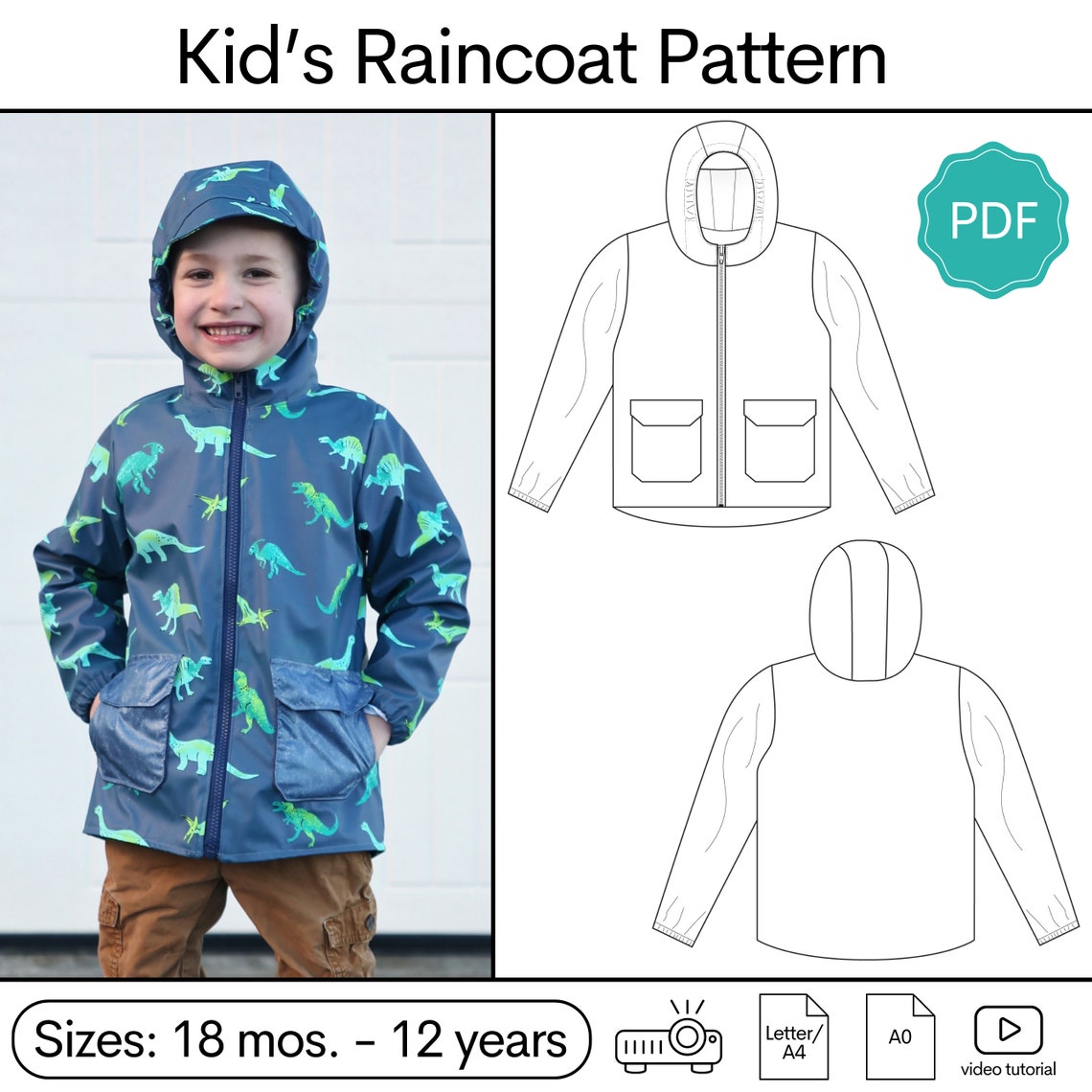 Kid's Raincoat Pattern - Etsy