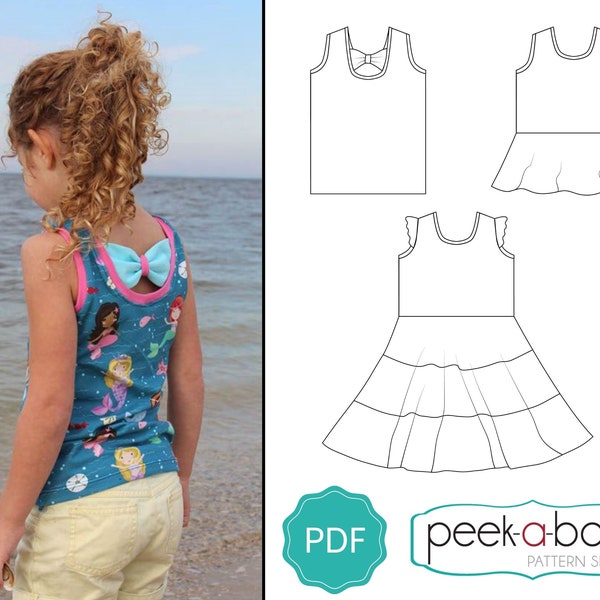 Sweet Caroline Dress, Peplum and Tank Sewing Pattern | Bow Back Dress Sewing Pattern | Tiered Dress Sewing Pattern