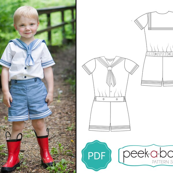 Anchors Aweigh Sailor Romper: Vintage Sailor Romper Sewing Pattern, 4th of July Romper