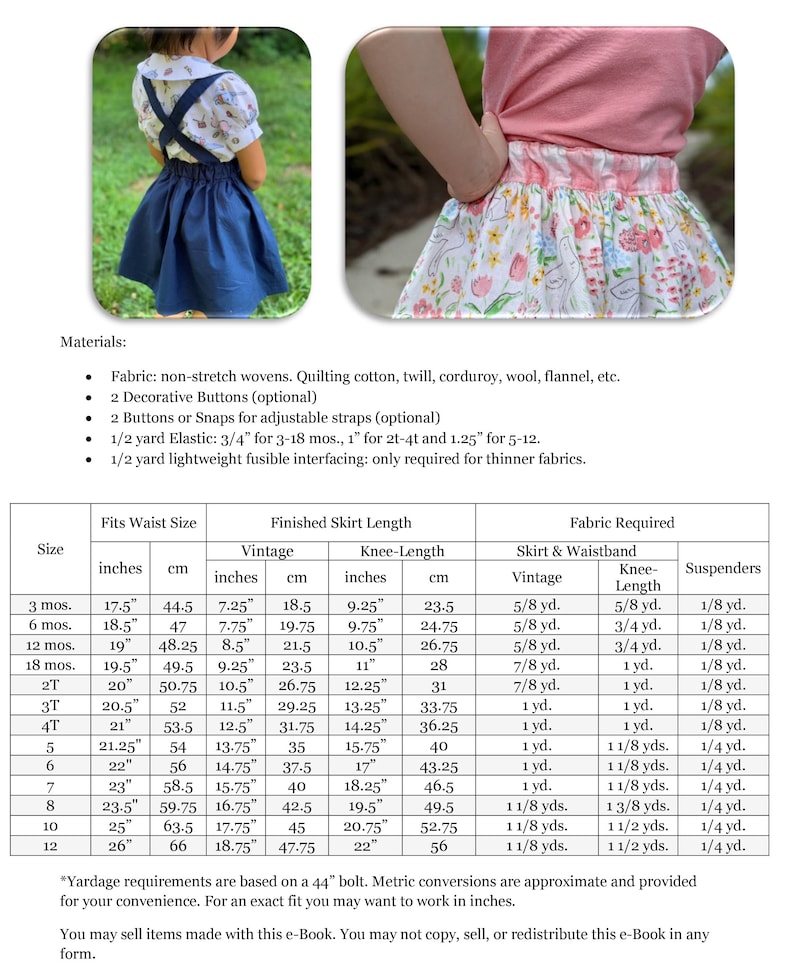 Molly Schoolgirl Skirt: Girls Skirt with Suspenders PDF Pattern, Baby Skirt PDF Pattern, Toddler Skirt PDF Pattern image 2