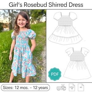 Girl&#39;s Rosebud Shirred Dress Pattern