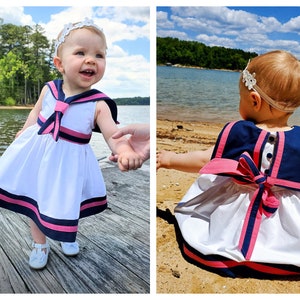 Anchors Aweigh Sailor Dress: Vintage Sailor Dress Pattern, Girls Dress Pattern, 4th of July Dress image 4