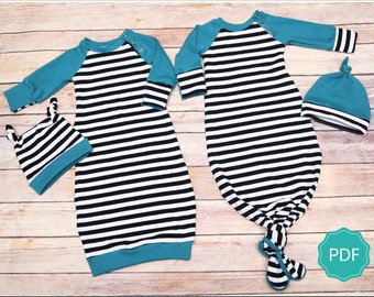 Patrón de costura en PDF para vestido anudado Lullaby: Patrón de costura para vestido de bebé, Patrón de costura para vestido anudado