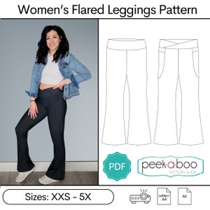 Women&#39;s Flared Leggings PDF Sewing Pattern