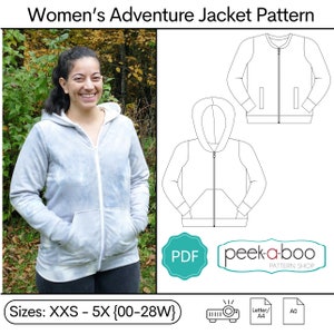 Women&#39;s Adventure Jacket Sewing Pattern | Women&#39;s Hoodie Sewing Pattern | Women&#39;s Bomber Jacket Sewing Pattern