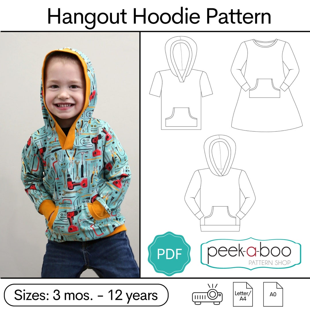 Hangout Hoodie: Hoodie Sewing Pattern, Girls Dress Pattern