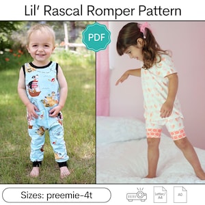Lil&#39; Rascal Romper PDF Pattern: Knit baby romper pattern, knit toddler romper pattern