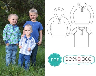 Declan Pullover PDF Sewing Pattern: Polo, Henly & Hoodie Sewing Pattern