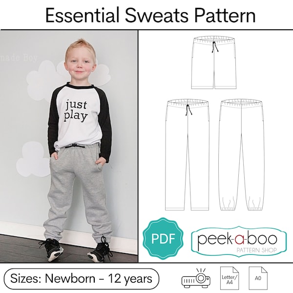 Sweats essentiels : patron de couture de pantalons de survêtement, patron de pantalons pour enfants