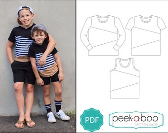 Kid's Mix Tape Tee Colorblock T-Shirt PDF Sewing Pattern