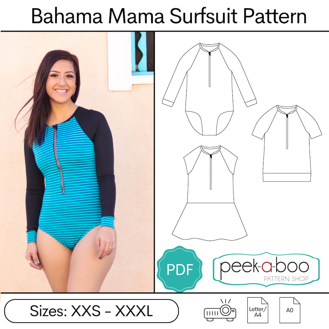Bahama Mama Surfsuit Sewing Pattern/ Long Sleeve Swimsuit Pattern