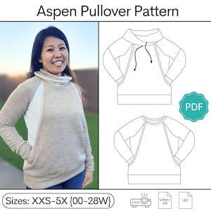 Aspen Pullover PDF Sewing Pattern / Women&#39;s Sweatshirt Pattern/ Nursing Sweatshirt Pattern / Nursing Top Pattern