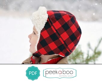 Aviator Hat PDF Sewing Pattern: Winter Hat PDF Pattern, Aviator Hat PDF Patter, Baby, Toddler, Child