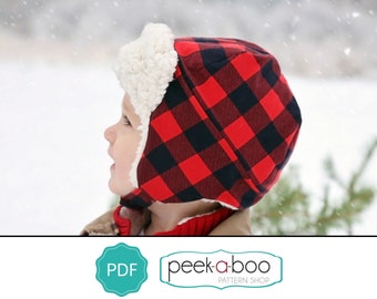 Aviator Hat PDF Sewing Pattern: Winter Hat PDF Pattern, Aviator Hat PDF Patter, Baby, Toddler, Child