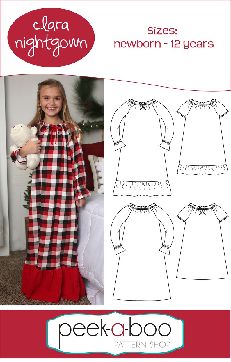 Clara Nightgown Sewing Pattern Girls Nightgown Pattern Long Etsy