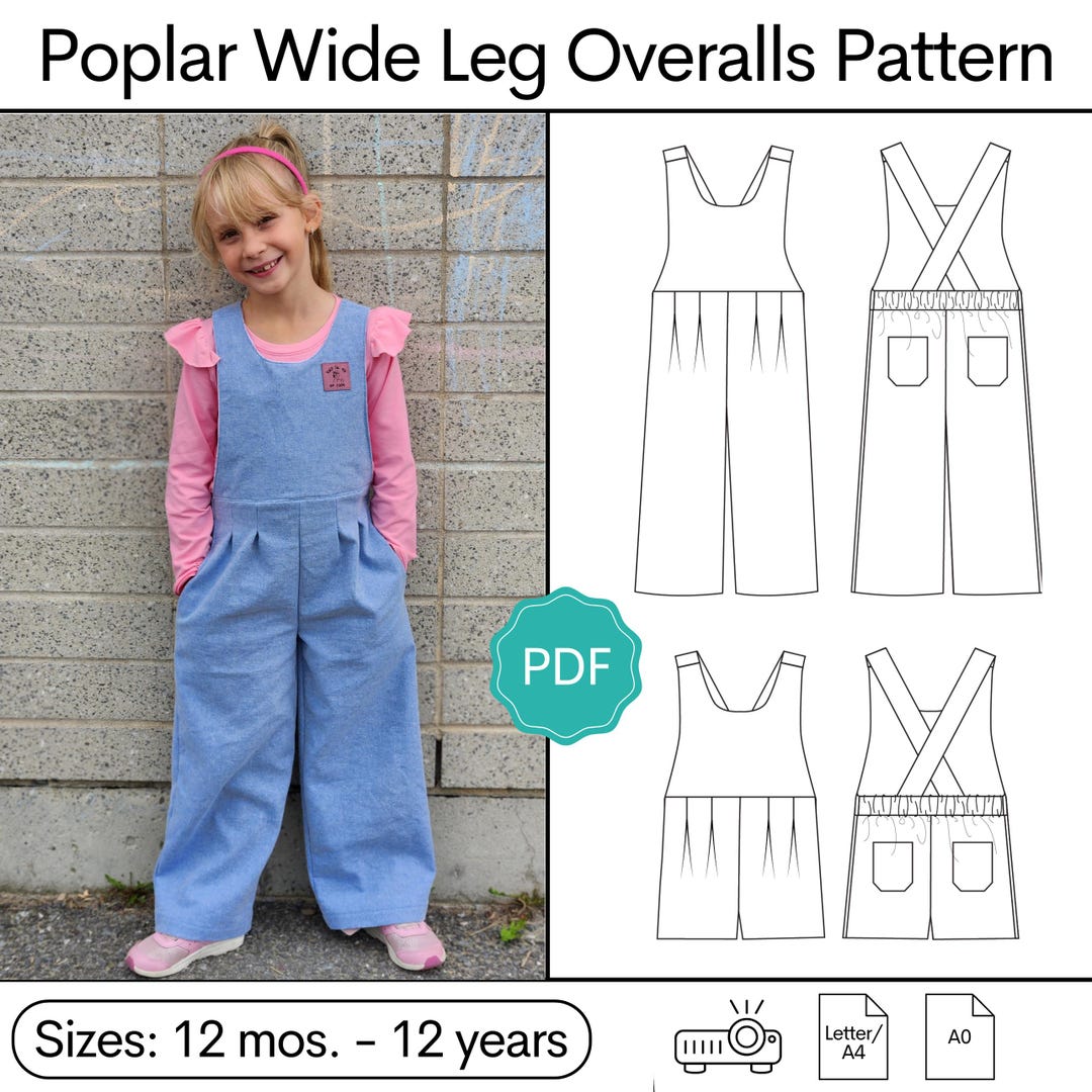 Overalls Plush Pattern Poplar Wide Leg Overalls Pattern - Etsy