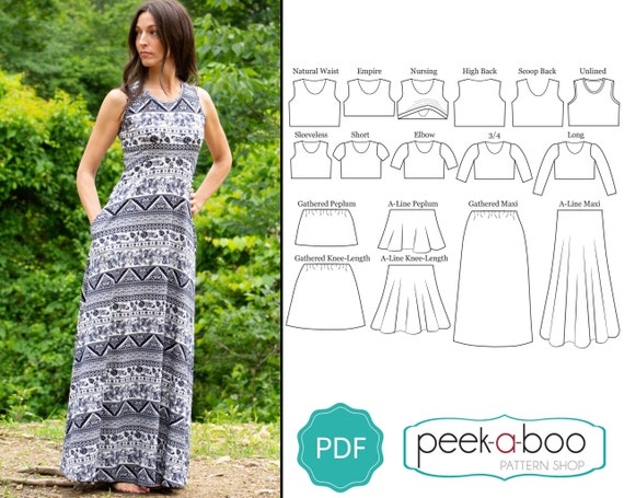 Madrid Maxi Dress & More Sewing Pattern: Women's Dress Pattern, Nursing  Dress, Maternity Dress, Maxi Dress 