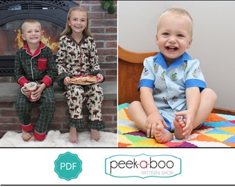 Pyjama boutonné Sweet Dreams : modèle de pyjama pour enfants, modèle de pyjama pour enfants, modèle de pyjama pour bébés et tout-petits, modèle de pantalons de pyjama