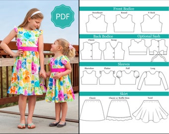 Wildflower Dress PDF Sewing Pattern: Girls Dress Pattern, Baby Dress Pattern, Flower Girl, Party Dress