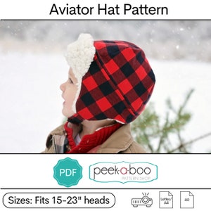 Aviator Hat PDF Sewing Pattern: Winter Hat PDF Pattern, Aviator Hat PDF Patter, Baby, Toddler, Child