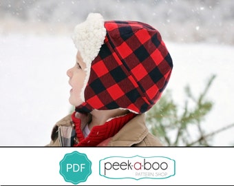 Aviator Hat PDF Sewing Pattern: Winter Hat PDF Pattern, Aviator Hat PDF Patter, Baby, Toddler, Child