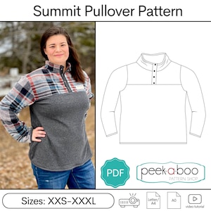 Summit Pullover: Women's Snap Neck Pullover PDF Sewing Pattern