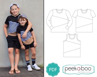 Kid's Mix Tape Tee Colorblock T-Shirt PDF Sewing Pattern