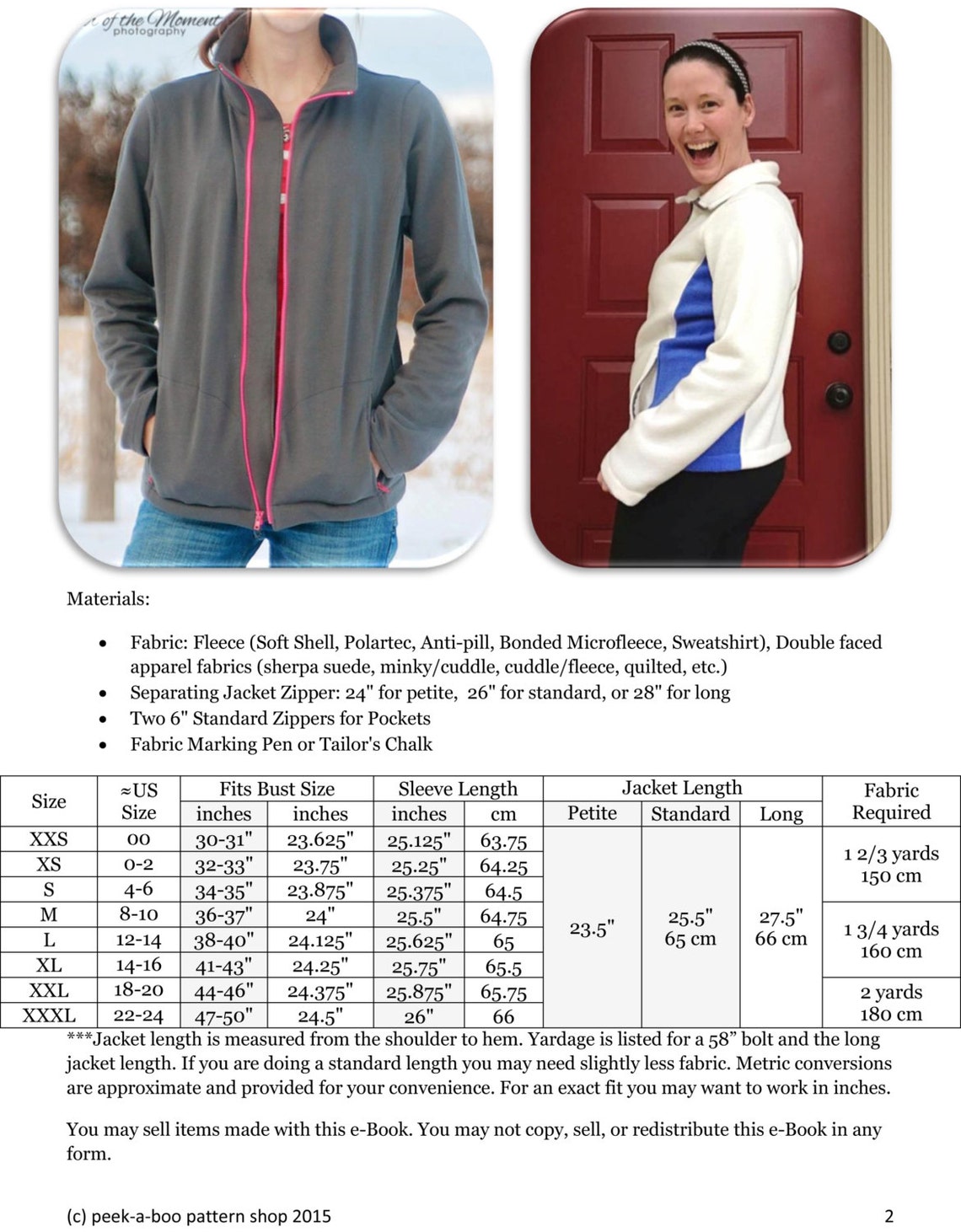 Cascade Fleece Jacket Pattern Women's Jacket Sewing Etsy