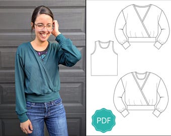 Damen Crossover Strickjacke Set Muster