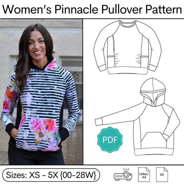 Women's Pinnacle Pullover Pattern: Nursing Hoodie Pattern, Maternity Hoodie Pattern