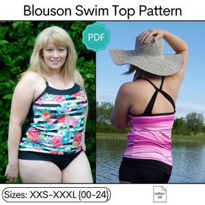 Bahama Mama Blouson Tankini Sewing Pattern: Women&#39;s Swimsuit Pattern, Blouson Top pattern