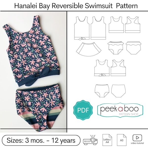 Girl's Hanalei Bay Reversible Swimsuit Pattern