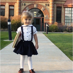 Molly Schoolgirl Skirt: Girls Skirt with Suspenders PDF Pattern, Baby Skirt PDF Pattern, Toddler Skirt PDF Pattern image 1