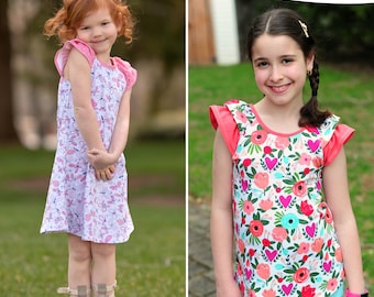 Flutterby Dress and Top PDF Sewing Pattern: Flutter Sleeve top pattern, flutter sleeve dress pattern