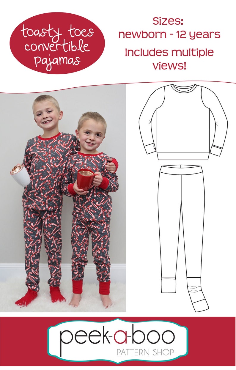 Toasty Toes Convertible Cuffs Pajamas PDF Sewing Pattern | Etsy