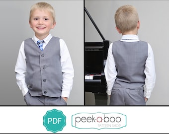 Little Gentleman Weste Schnittmuster: Jungen Weste Schnittmuster, Baby Weste Schnittmuster, Kleinkind Weste Schnittmuster