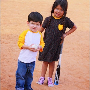 Grand Slam Dress and Tee PDF Sewing Pattern: Raglan Tee Pattern, Baseball Tee Pattern, Raglan Dress Pattern