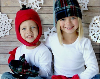 Snow Day Fleece Hat and Mittens: Winter Hat Pattern, Fleece Hat Pattern, Mittens Pattern