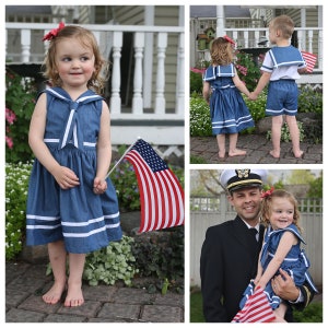 Anchors Aweigh Sailor Dress: Vintage Sailor Dress Pattern, Girls Dress Pattern, 4th of July Dress image 6