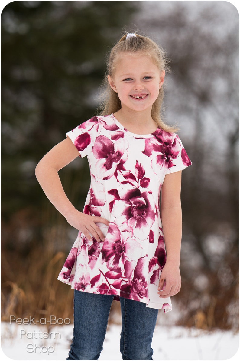 Sophie Swing Dress PDF Sewing Pattern: Girls swing dress pattern, t-shirt dress pattern image 4
