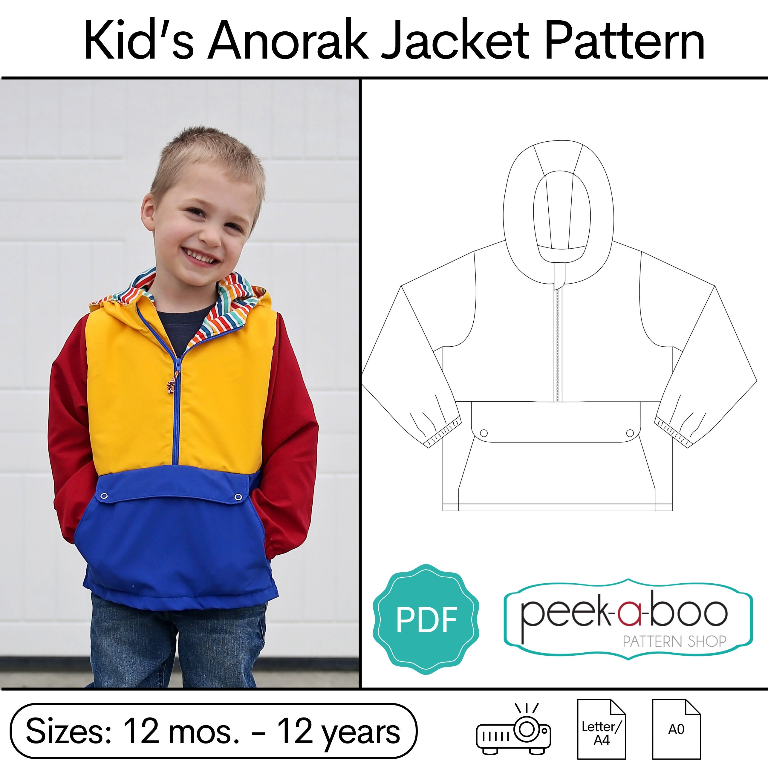 Kid's Anorak Jacket Sewing Pattern - Etsy