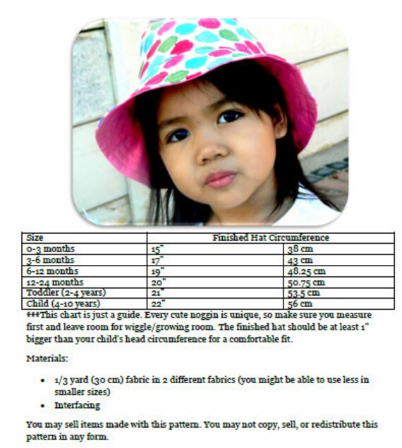 Kids Reversible Bucket Hat PDF Sewing Pattern 