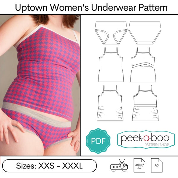 Uptown Undies & Camisole: Women's Underwear and Camisole PDF Sewing Pattern