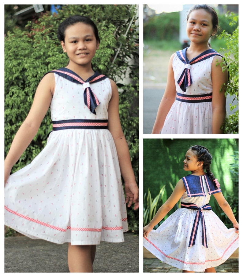 Anchors Aweigh Sailor Dress: Vintage Sailor Dress Pattern, Girls Dress Pattern, 4th of July Dress image 10