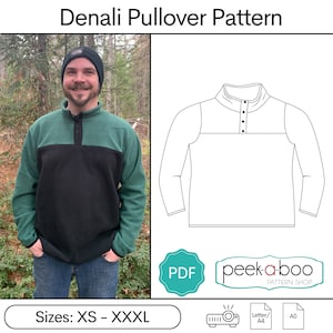 Denali Pullover: Men&#39;s Snap Neck Pullover PDF Sewing Pattern