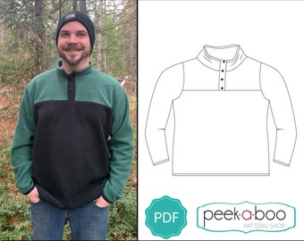 Denali Pullover: Men's Snap Neck Pullover PDF Sewing Pattern