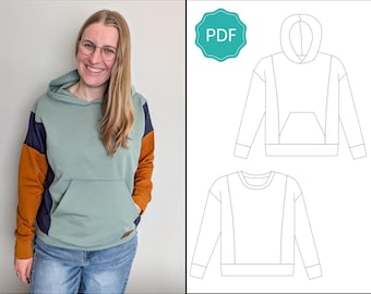 Schnittmuster für Hoodie in Farbe Pop