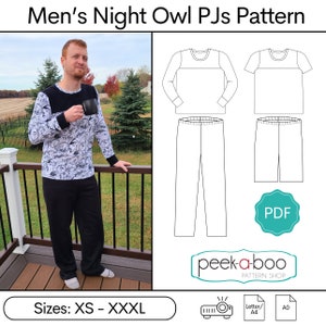 Men&#39;s Night Owl Pajamas PDF Sewing Pattern