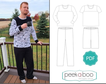 Men's Night Owl Pajamas PDF Sewing Pattern